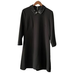 Kate Spade Black Crystal Embellished Collar A Line Dress | 16